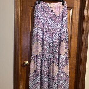 Express Lavender and Pink Patterned Maxi Skirt